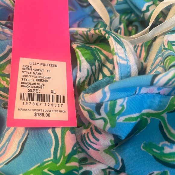 Lilly Pulitzer Blue and White Sleeveless V-Neck Maxi dress new with tags size XL - Picture 5 of 5
